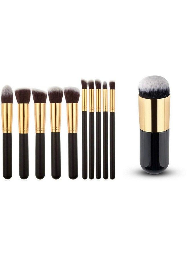 CETC Makeup Brushes With Foundation/Blush Brush (Set Of 11 Pieces) (Black) - Image 2