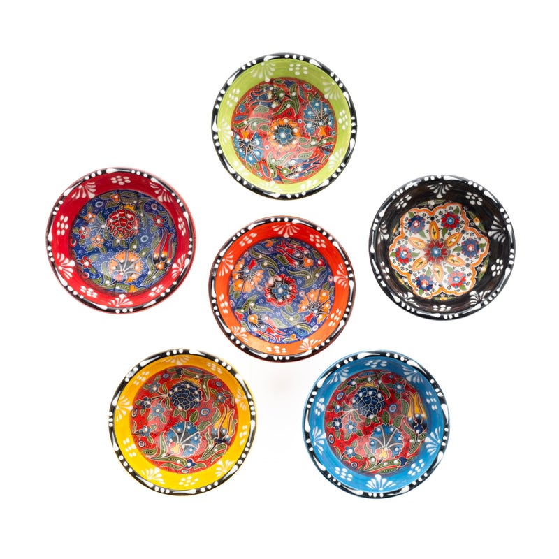 Elyese Ceramic Small Dipping Bowls Set of 6 35 Oz Soy Sauce Dish Handmade Charcuterie Colorful Pinch Dishwasher Microwave Safe 32 Mini FLOWER BLOOM - Image 1