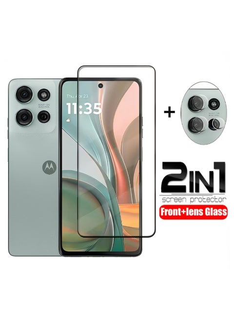 2 في 1 لهاتف Motorola G75 5G واقي شاشة من الزجاج المقوى مع فيلم عدسة الكاميرا، قطعة واحدة من واقيات الشاشة الأمامية وقطعة واحدة من فيلم العدسة