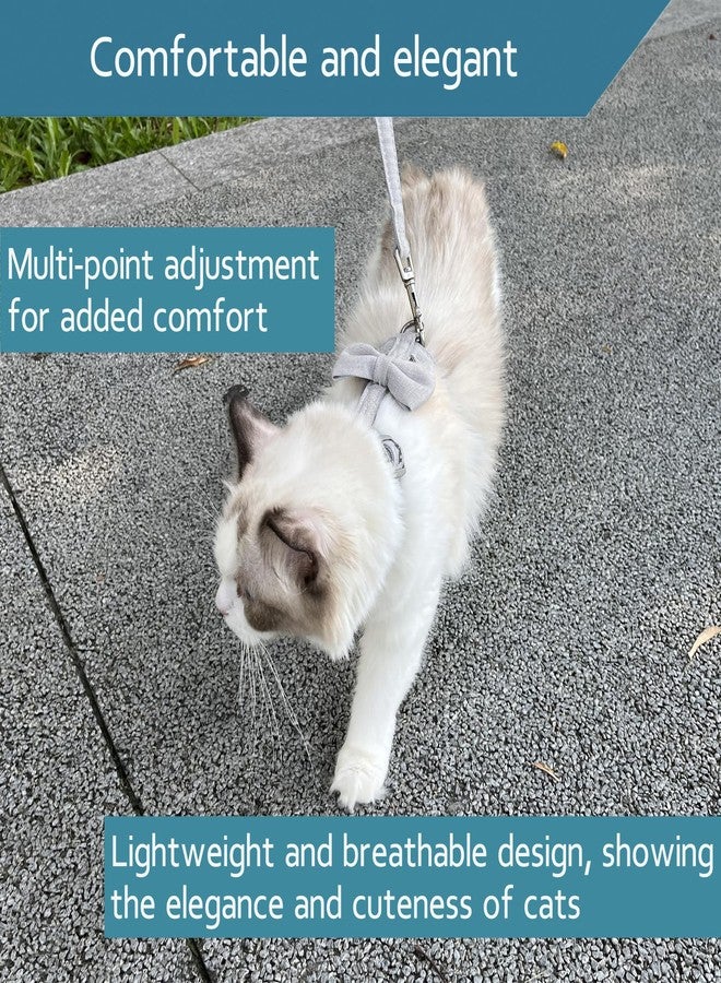 Ddzmz Cat Leash and Harness Set, Cat Harness Escape Proof Ddzmz Soft Mesh Breathable Adjustable Cat Vest Pet Harnesses for Walking Escape Proof Grey Color L Size for Pet Cat Kitten Puppy Rabbit Ferret(1Pack - Image 3