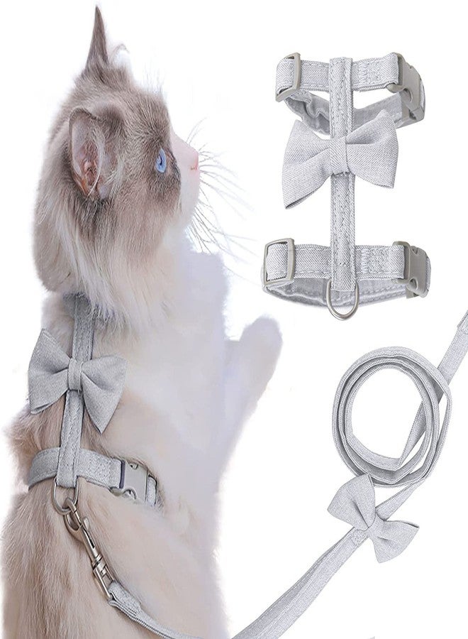 Ddzmz Cat Leash and Harness Set, Cat Harness Escape Proof Ddzmz Soft Mesh Breathable Adjustable Cat Vest Pet Harnesses for Walking Escape Proof Grey Color L Size for Pet Cat Kitten Puppy Rabbit Ferret(1Pack - Image 1
