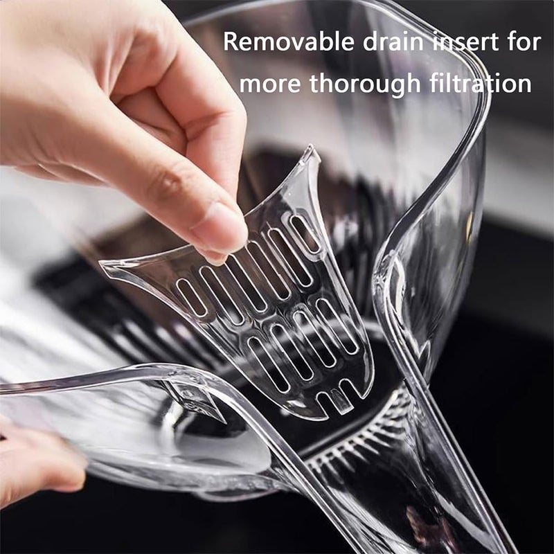 كلاراكو قمع سلة الصرف، وعاء تصريف بلاستيكي شفاف متعدد الوظائف، سلة تصفية طعام لأدوات المطبخ المنزلية، مصفاة قابلة للإزالة لغسل سلطة الخضار والفواكه (شفافة) - Image 5