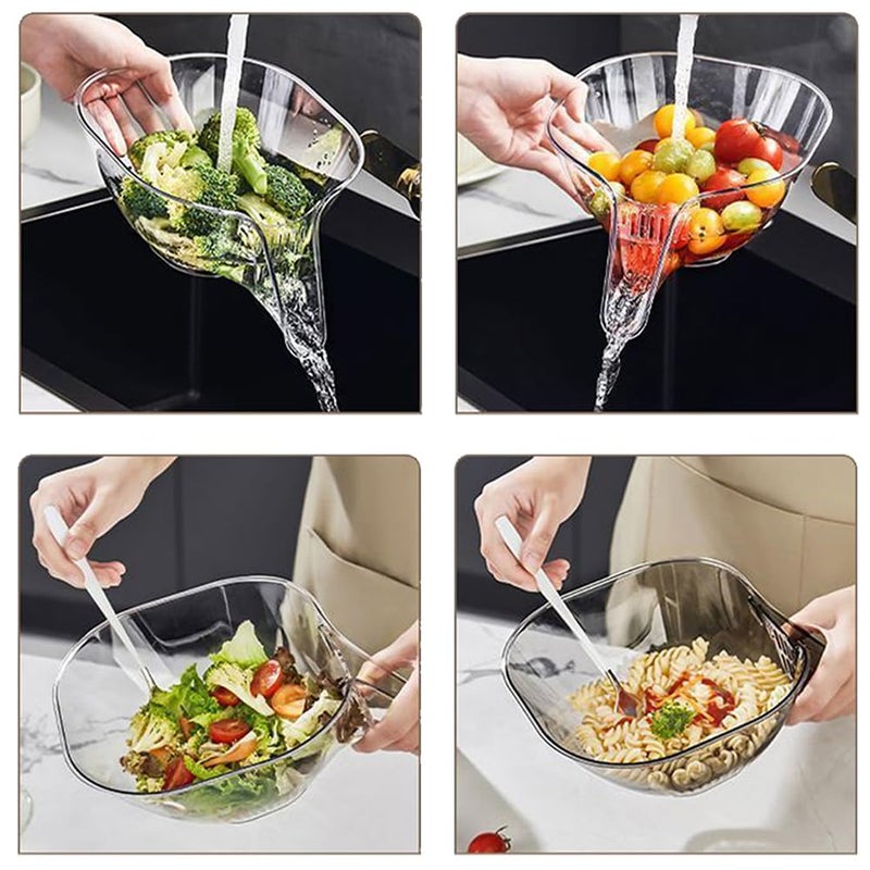 كلاراكو قمع سلة الصرف، وعاء تصريف بلاستيكي شفاف متعدد الوظائف، سلة تصفية طعام لأدوات المطبخ المنزلية، مصفاة قابلة للإزالة لغسل سلطة الخضار والفواكه (شفافة) - Image 4