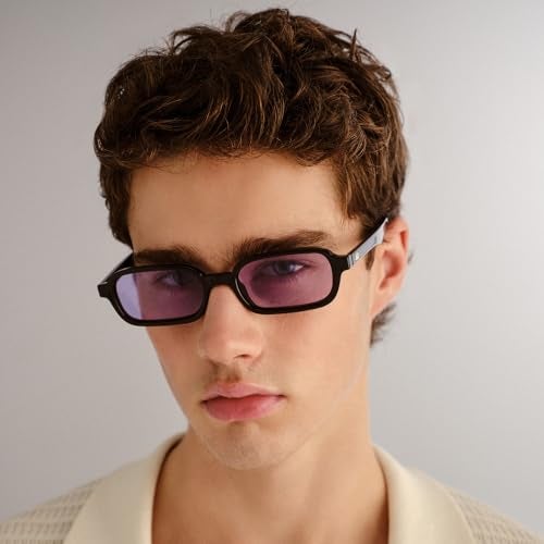 Le Specs Pilferer Sunglasses - Black Lilac, Rectangle, Unisex, Contempory 90s Style - Image 5