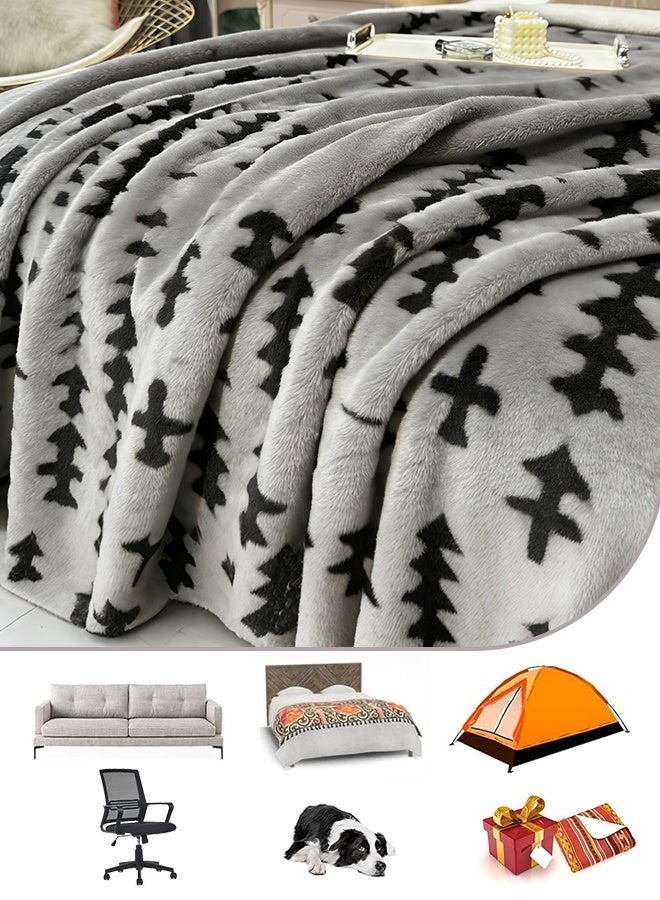 أوبتيا بطانية بوهو شيربا، بطانيات شيربا فليس لجميع الفصول، بطانيات دافئة من جنوب غرب أمريكا الأصلية للأمريكيين الأصليين للأسرة/الأريكة/الصوفا/المكتب/التخييم، 180*200 سم، رمادي غامق - Image 3