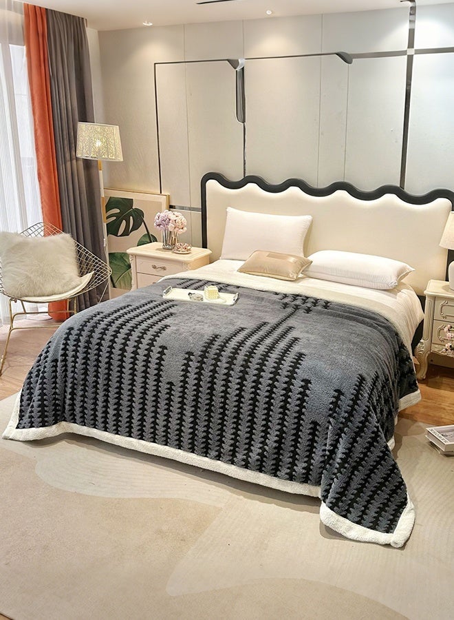 أوبتيا بطانية بوهو شيربا، بطانيات شيربا فليس لجميع الفصول، بطانيات دافئة من جنوب غرب أمريكا الأصلية للأمريكيين الأصليين للأسرة/الأريكة/الصوفا/المكتب/التخييم، 180*200 سم، رمادي غامق - Image 5