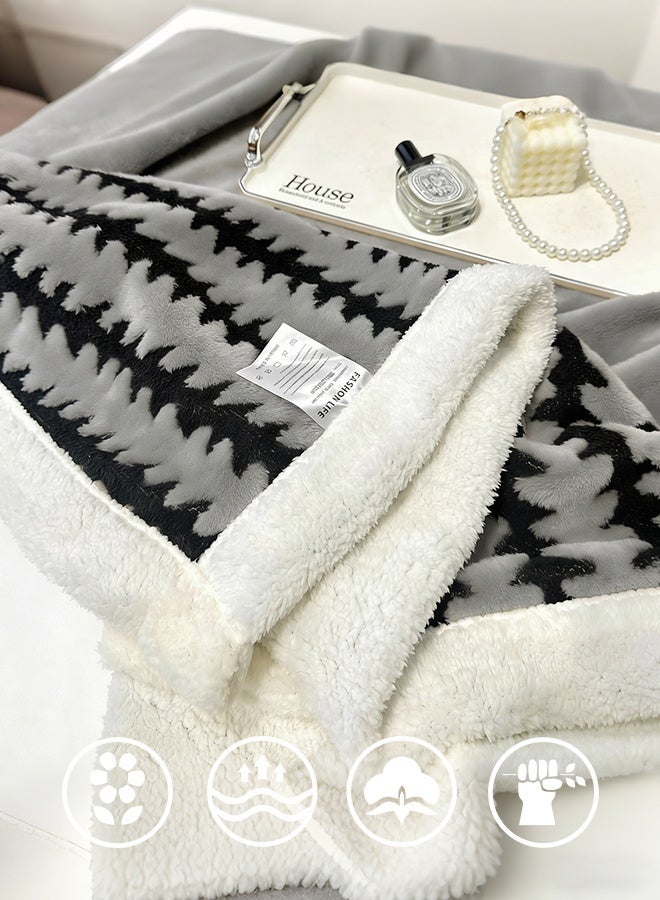 أوبتيا بطانية بوهو شيربا، بطانيات شيربا فليس لجميع الفصول، بطانيات دافئة من جنوب غرب أمريكا الأصلية للأمريكيين الأصليين للأسرة/الأريكة/الصوفا/المكتب/التخييم، 180*200 سم، رمادي غامق - Image 2