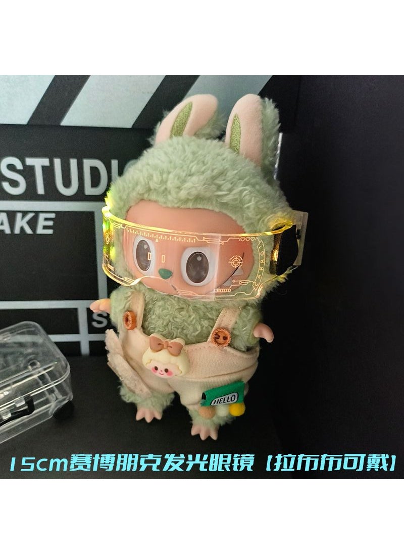 Cotton Labubu Glowing Punk Doll Glasses Accessory 15cm Cyberpunk Glasses 