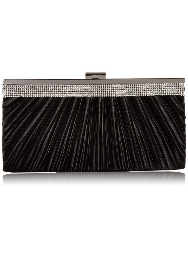 Jessica McClintock Womens Jessica Mcclintock Laura Rhinestone Satin Clutch Purse Evening Handbag Black One Size Us  - Image 1