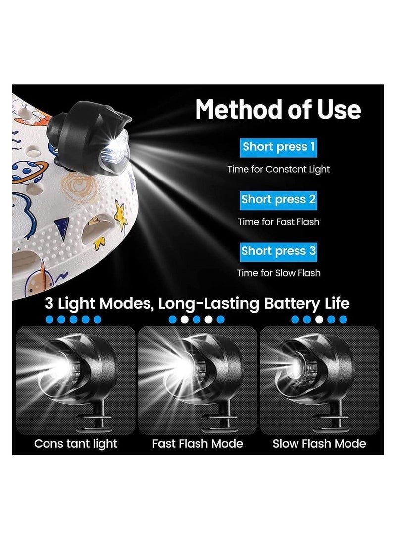 Y&D Shoes Light, 2 PCS Headlights for Clogs, Upgrade Rechargeable Croc Flashlight Attachment, Led Light Waterproof, Small Press Lights, Funny Charms Accessories Adults and Kids - Image 5
