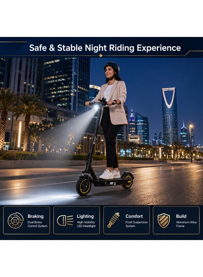 كروني السكوتر الكهربائي للبالغين مع نظام تعليق، محرك 350 واط، مدى يصل إلى 25 كم، سرعة قصوى 35 كم/ساعة - Image 4