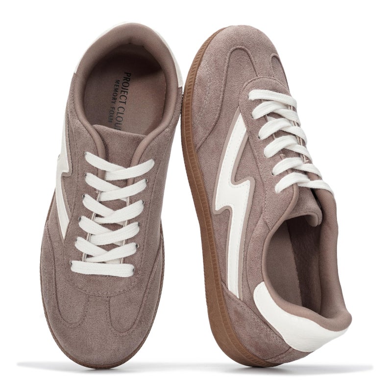 Project Cloud Fashion Sneakers for Women 2026 - Lace-Up Shoes Trendy Women Sneakers with Memory Foam Insole Women's Fashion Sneakers Non-Slip Womens Shoes (Irita, TAUPMULT,11M) Taupe Multi