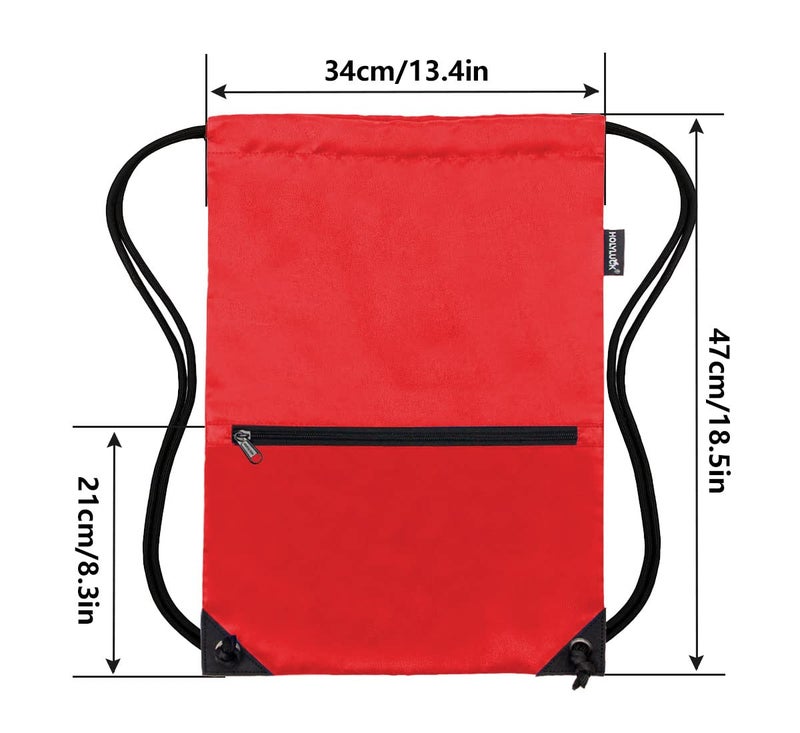 HOLYLUCK Drawstring Backpack Bag Sport Gym Sackpack (red) - Image 2