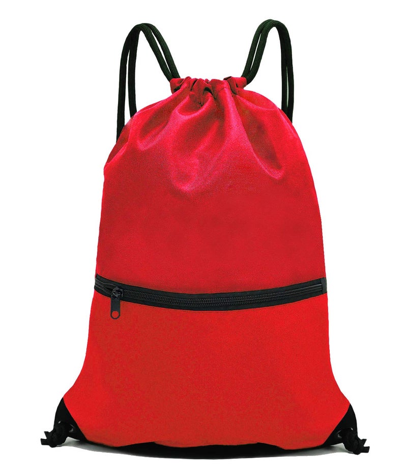 HOLYLUCK Drawstring Backpack Bag Sport Gym Sackpack (red) - Image 1