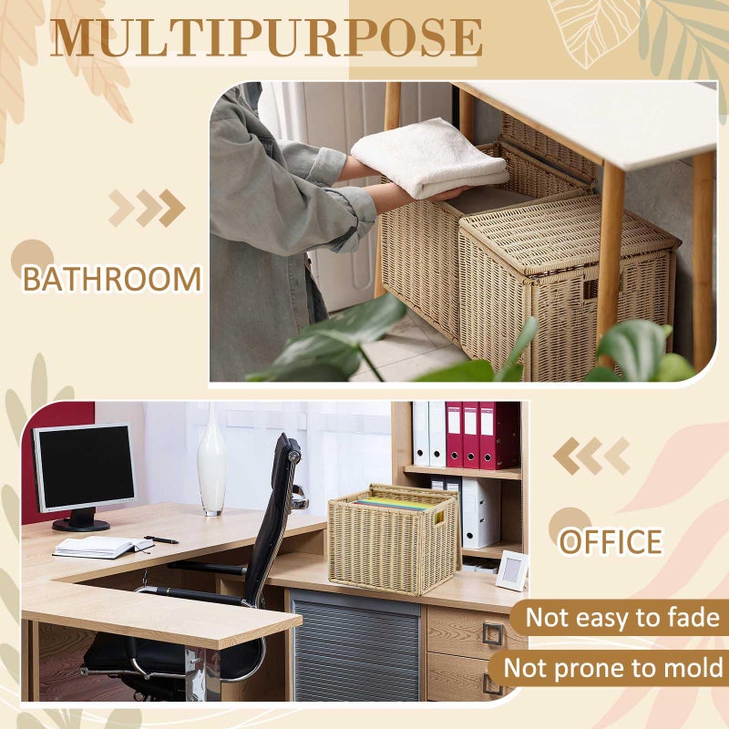 Jingmore Wicker File Storage Box Organizer 14.17 x 11.81 x 11.42 Inch Decorative File Baskets for Hanging Folders Portable Collapsible Letter Size Document Filing Cabinet with Lid for Office Decor - Image 5