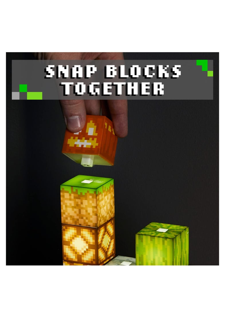 Generic - Minecraft Official Licensed Block Building Lamp 16 Customizable Light Up Blocks - Interactive Decoration, Toy, Nightlight for Kids, Gamer Room Decor, Gaming Gift for Boys and Girls - Image 1