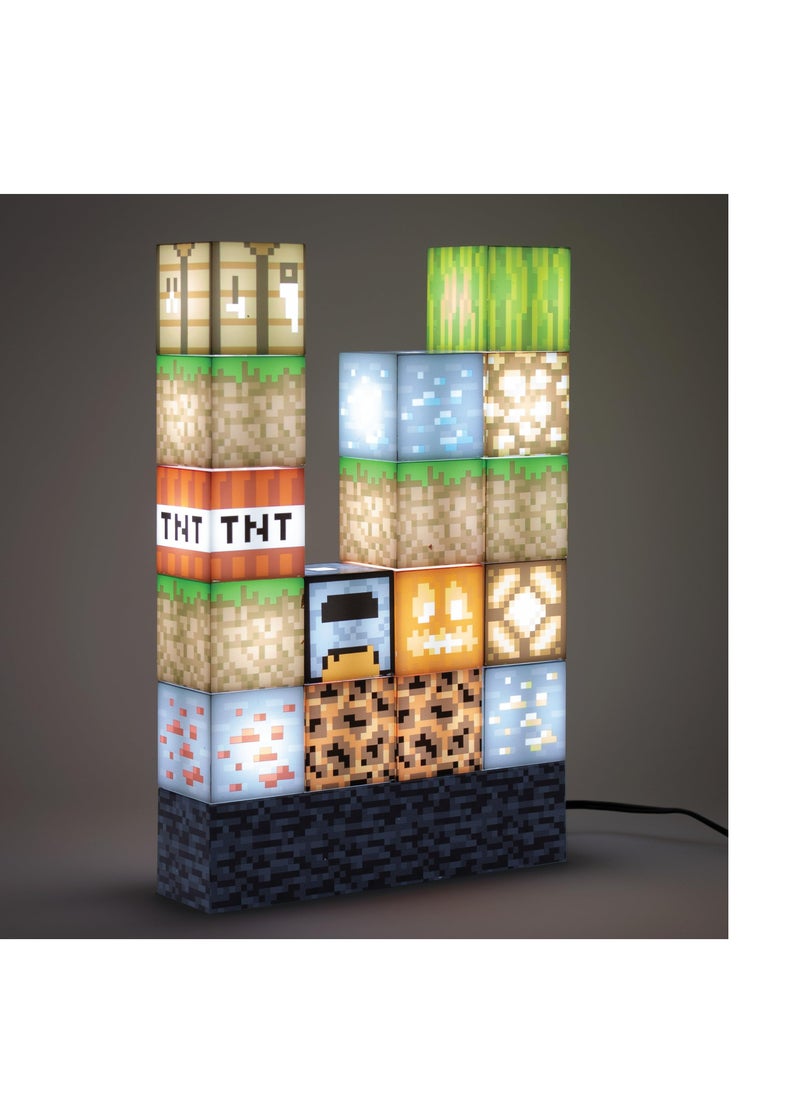 Generic - Minecraft Official Licensed Block Building Lamp 16 Customizable Light Up Blocks - Interactive Decoration, Toy, Nightlight for Kids, Gamer Room Decor, Gaming Gift for Boys and Girls - Image 1