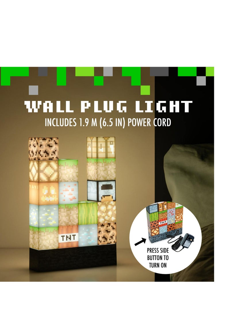 Generic - Minecraft Official Licensed Block Building Lamp 16 Customizable Light Up Blocks - Interactive Decoration, Toy, Nightlight for Kids, Gamer Room Decor, Gaming Gift for Boys and Girls - Image 1