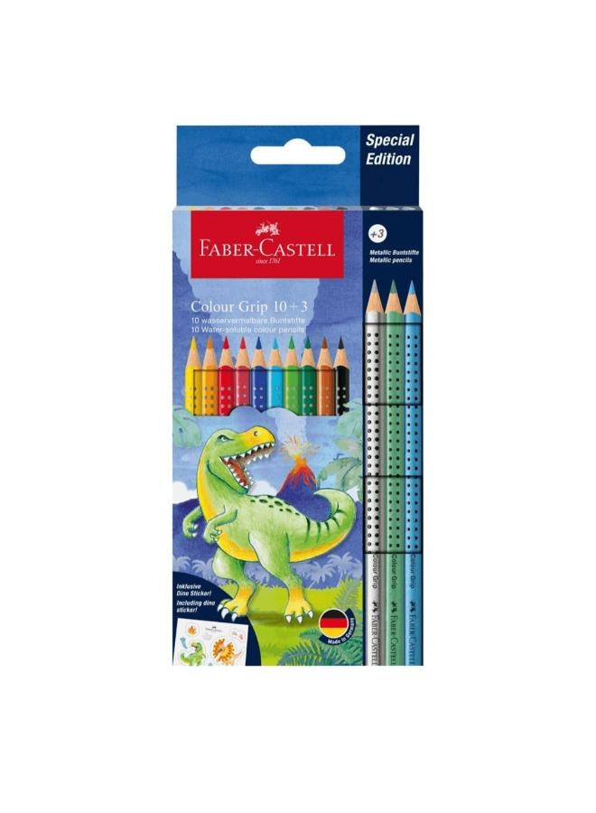 FABER-CASTELL Set Of 13 Color Grip Wooden Color Set - Dinosaur Edition - Image 1