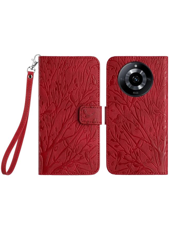 اس-توب جراب هاتف Realme 11 Pro مصنوع من الجلد بنقشة طيور الأشجار - Image 1