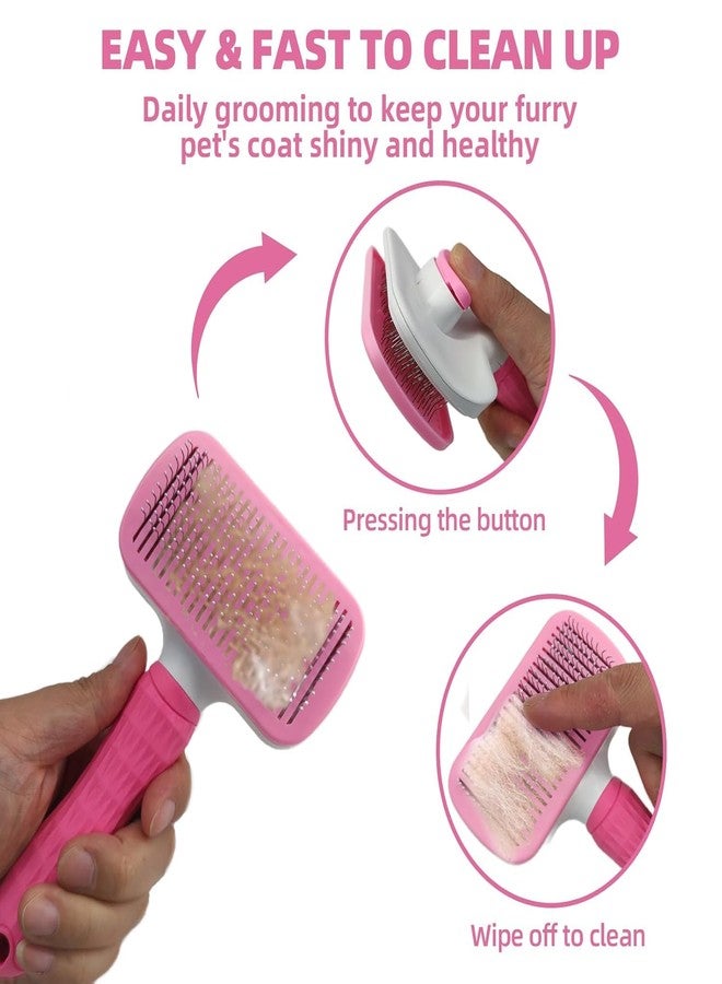 KUEIOX Dog Grooming Brush Kit,9 PCS All in One Pet Self Cleaning Kit with Pet Nail Clipper and File - Dog Cat Grooming Slicker Deshedding Undercoat Rake Brush Comb for All Small Large Dogs Cats Pink - Image 3