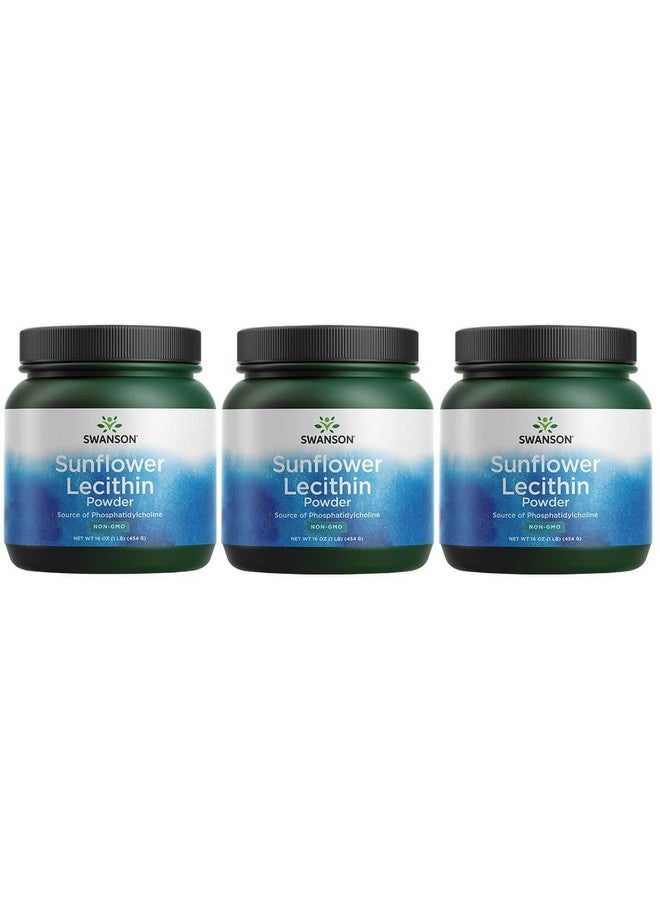 Swanson Sunflower Lecithin Brain Health Nervous System Support Non-GMO Soy-Free Vegetarian 16 oz (1lb) 454 gram Powder (3 Pack) - Image 1