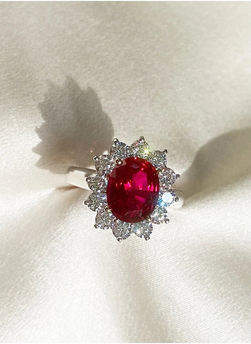 Artsy Silver - Ruby Stone Oval Ring - Image 1