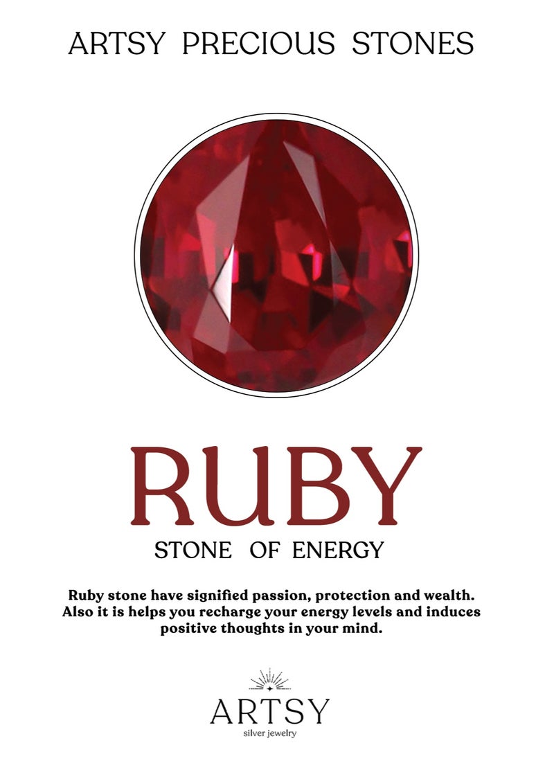Artsy Silver - Ruby Stone Oval Ring - Image 1