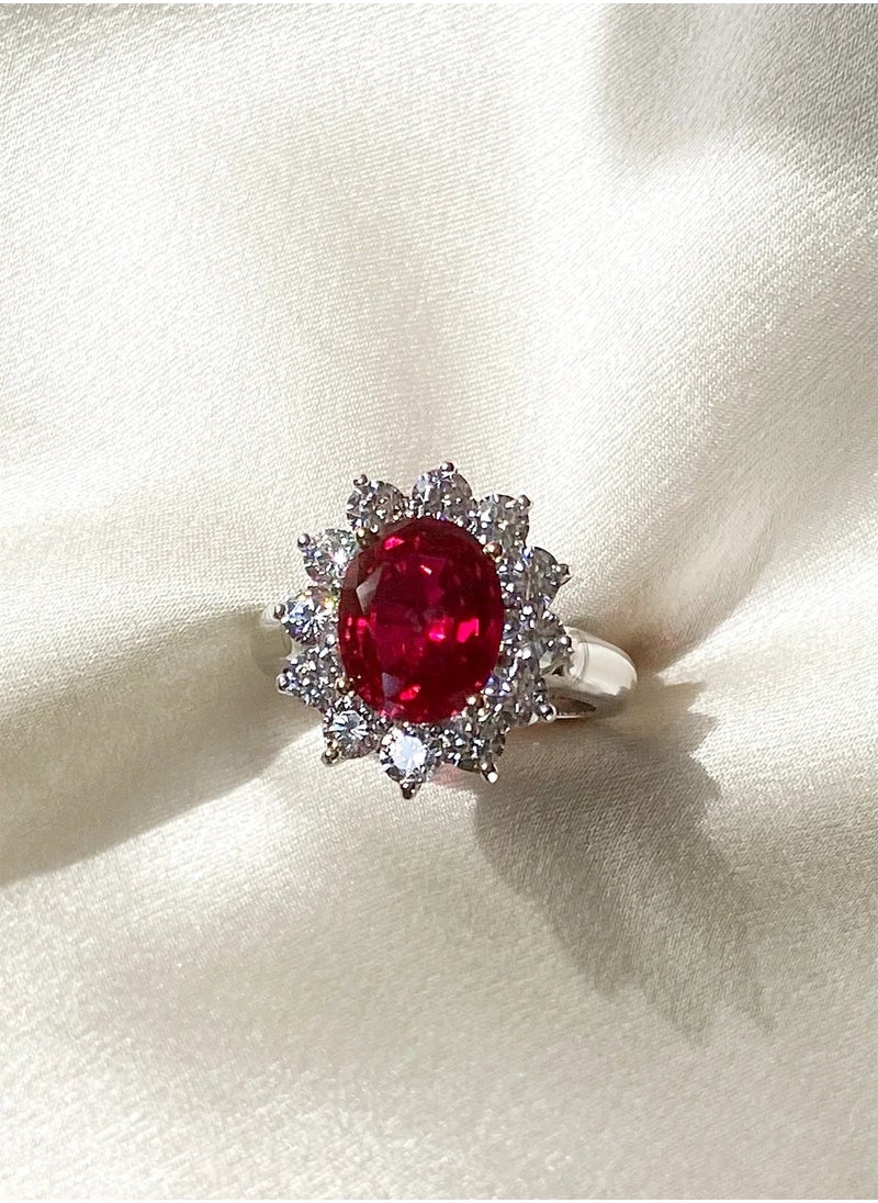 Artsy Silver - Ruby Stone Oval Ring - Image 1