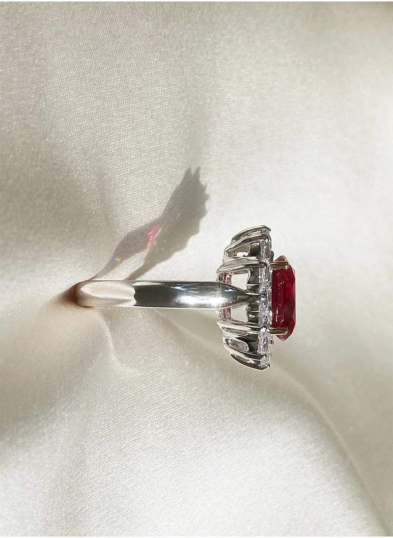 Artsy Silver - Ruby Stone Oval Ring - Image 1