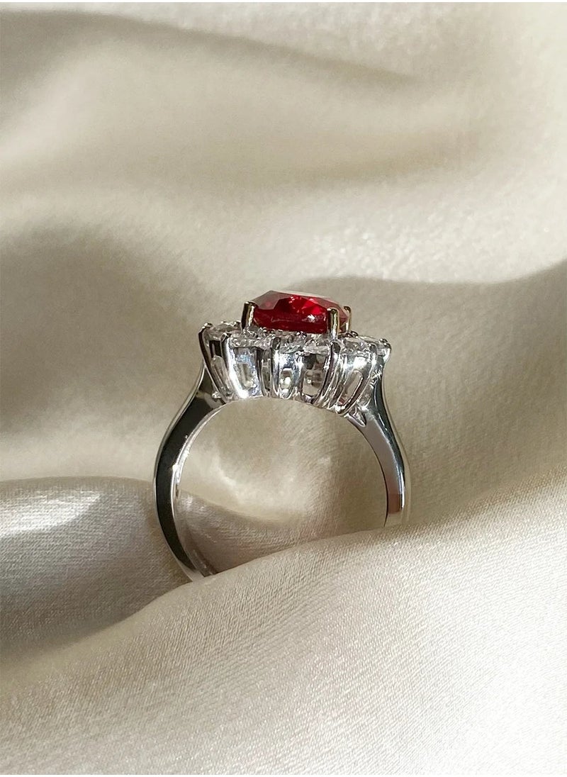 Artsy Silver - Ruby Stone Oval Ring - Image 1