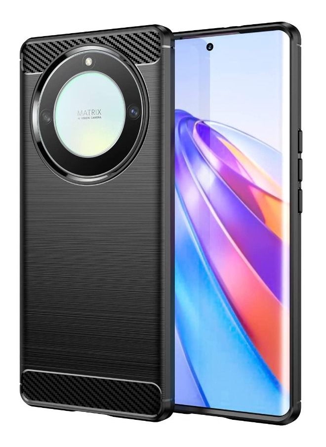 TEAM LUXURY - Honor X9A Case, Fashion Shock-Absorption Anti-Drop Flexible Brushed TPU Bumper Soft Rubber Protective Phone Case Cove for Samsung Honor X9A 5G, Black - Image 1