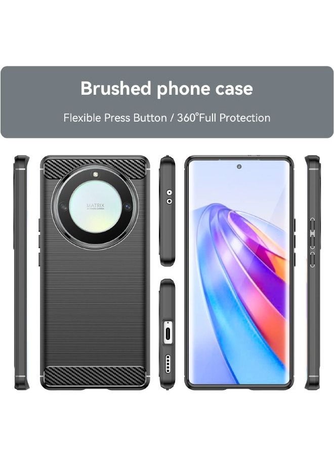 TEAM LUXURY - Honor X9A Case, Fashion Shock-Absorption Anti-Drop Flexible Brushed TPU Bumper Soft Rubber Protective Phone Case Cove for Samsung Honor X9A 5G, Black - Image 1