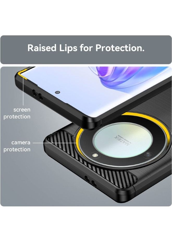 TEAM LUXURY - Honor X9A Case, Fashion Shock-Absorption Anti-Drop Flexible Brushed TPU Bumper Soft Rubber Protective Phone Case Cove for Samsung Honor X9A 5G, Black - Image 1