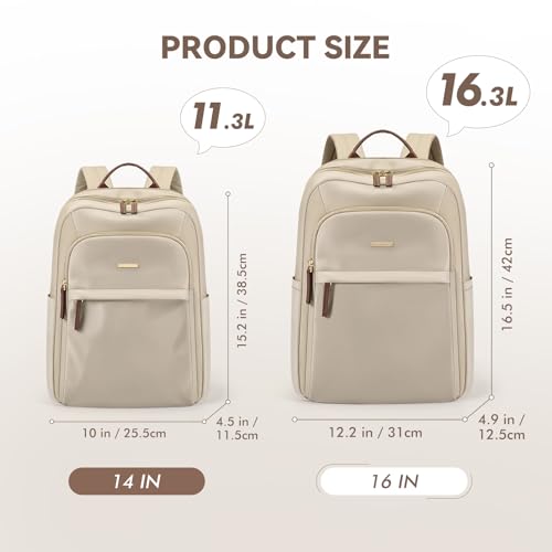 GOLF QUALITY Laptop Backpack for Women Travel Work Commute Casual Daypack Backpack Purse Computer Bags Fit 16 Inch Notebook (Apricot) - Image 3