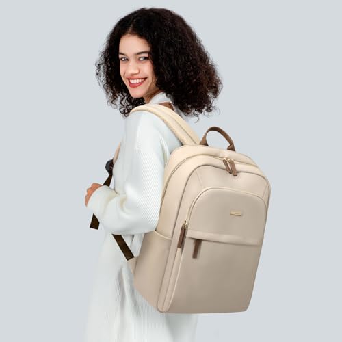 GOLF QUALITY Laptop Backpack for Women Travel Work Commute Casual Daypack Backpack Purse Computer Bags Fit 16 Inch Notebook (Apricot) - Image 2