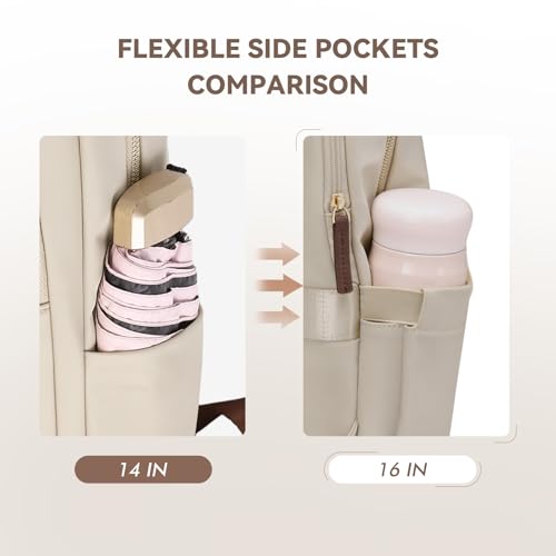GOLF QUALITY Laptop Backpack for Women Travel Work Commute Casual Daypack Backpack Purse Computer Bags Fit 16 Inch Notebook (Apricot) - Image 5