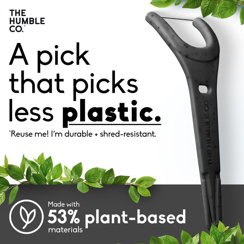 The Humble Co. The Humble Co Molar Floss Picks for Teeth, 200 Count (Charcoal) - Angled Dental Flossers with Extended Reach for Molars & Back Teeth - Plant-Based Floss for Interdental Oral Care, Hygiene & Gum Health - Image 4