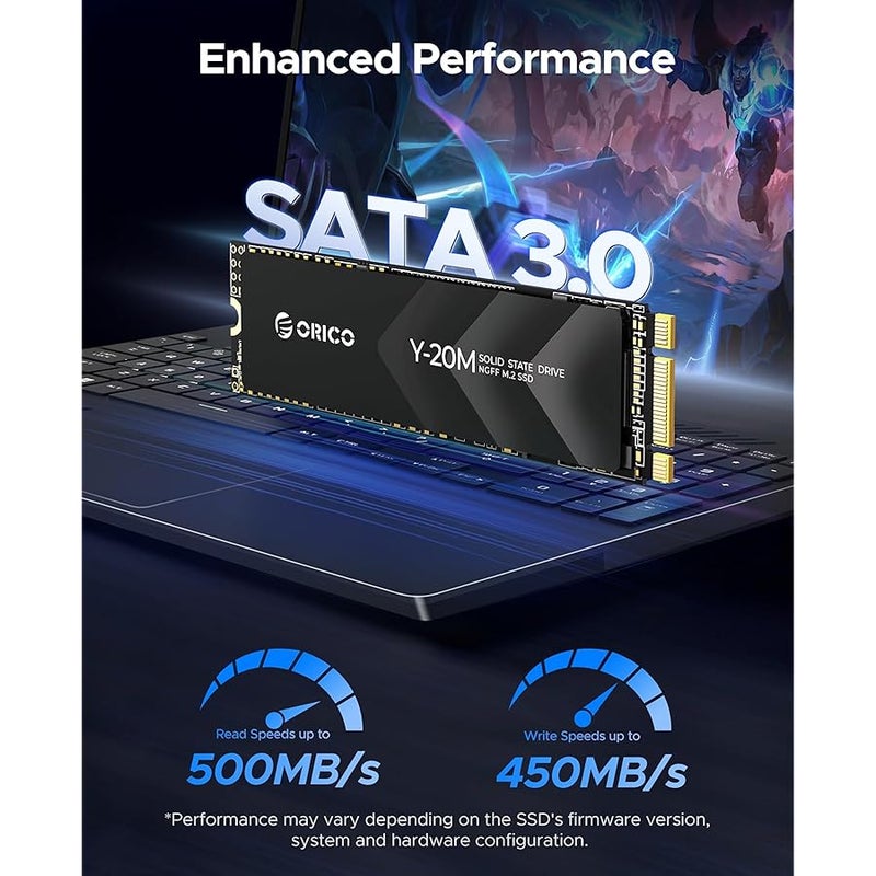ORICO 1TB M.2 2280 SATA SSD, SATA III 6Gbps M2 SSD with B+M Key, 500MB/s Internal Solid State Drive for Desktop/Laptop - Y20M - Image 3
