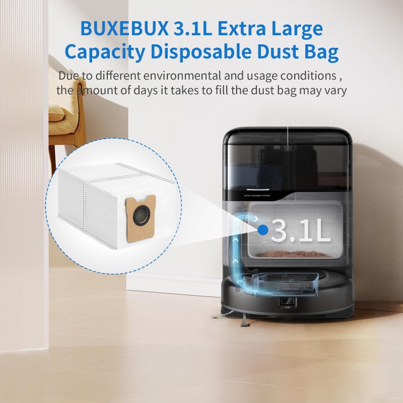 BUXEBUX 24-Pack Replacement Dust Bags for Eufy C10, C20 Omni Robot Vacuum, Vacuum Bags for Eufy, 3.2L Large Capacity Disposable Dust Bag with Activated Carbon Layer - Image 5