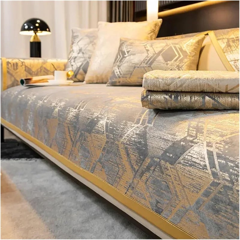 Vintage Sofa Cover Velvet Gilding Technology Sofa Cover Cushion Four Season Towel Anti Slip Blanket(Color 1,45x45cmpillowcase1ps) - Image 1