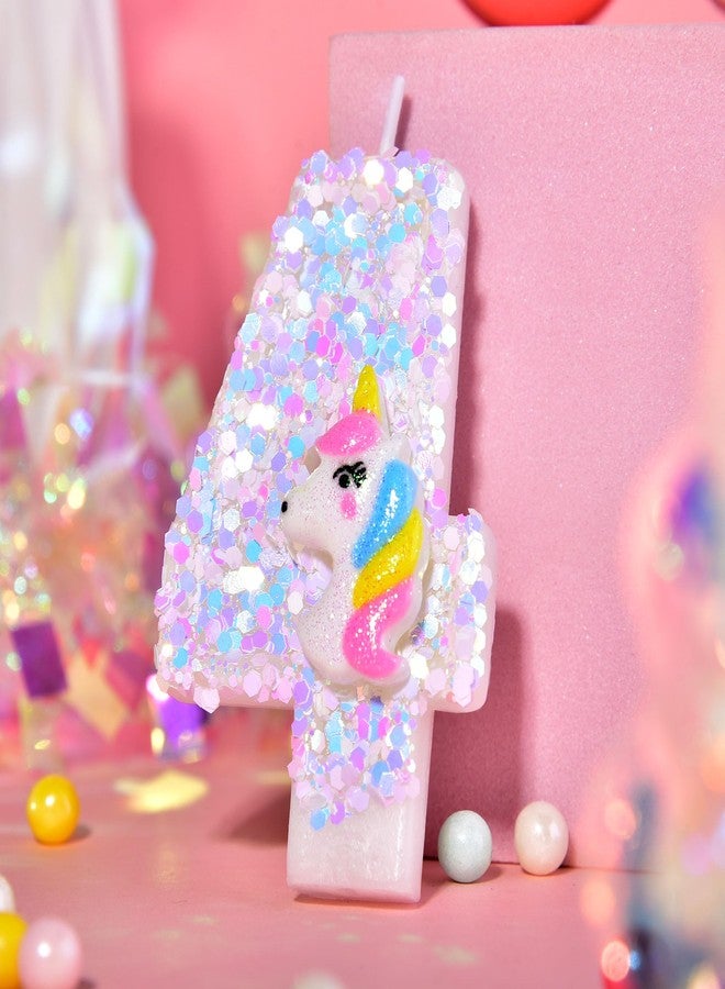 PHD CAKE 2.76 Inch Number 4 Unicorn Birthday Candles, Unicorn Themed Number Candles, Party Celebration - Image 2