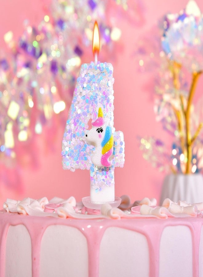 PHD CAKE 2.76 Inch Number 4 Unicorn Birthday Candles, Unicorn Themed Number Candles, Party Celebration - Image 3