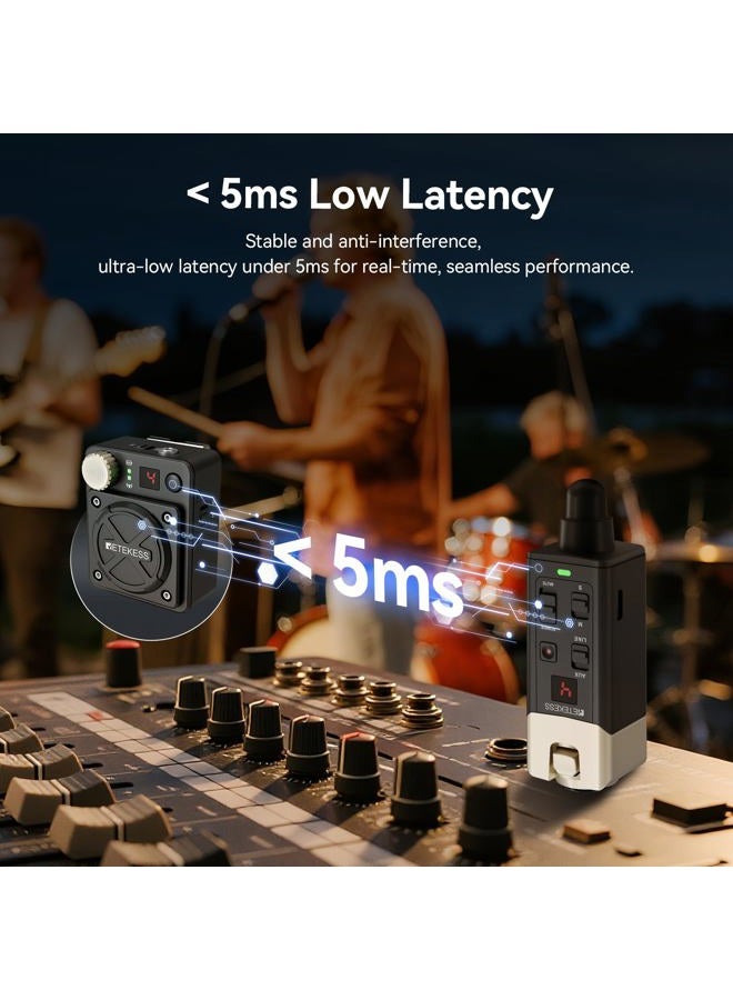 Retekess TA101 in Ear Monitor System,Wireless IEM System,Stereo/Mono,Low Latency, 8 Channels,Transmitter and Beltpack Receiver for Recording Studio,Singer,Band Rehearsals and Live Performance - Image 3