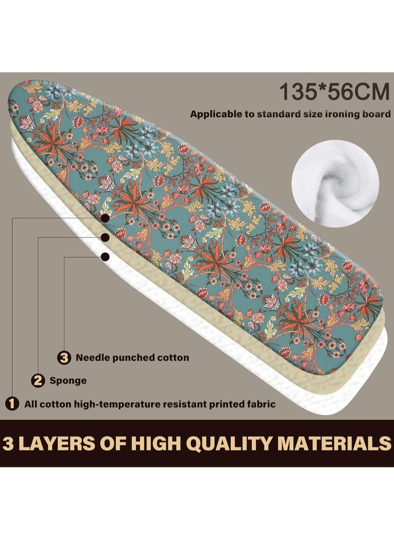 L&E Ironing Board Cover, 135 * 56cm Inch Standard Ironing Board Cover with Elastic Edge and Hook and Loop Fasteners Scorch and Stain Resistant Cotton Ironing Covers with Insulation Network  - Image 2