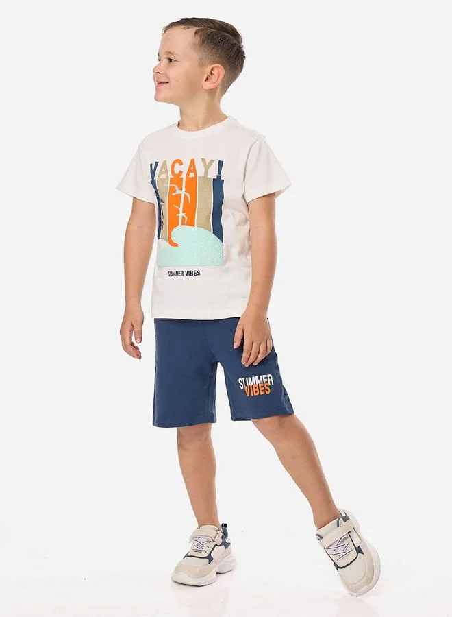 victor and jane Victor And Jane Boys Graphic Print Cotton T-Shirt and Shorts Set