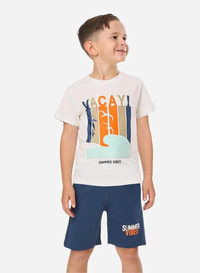 victor and jane Victor And Jane Boys Graphic Print Cotton T-Shirt and Shorts Set