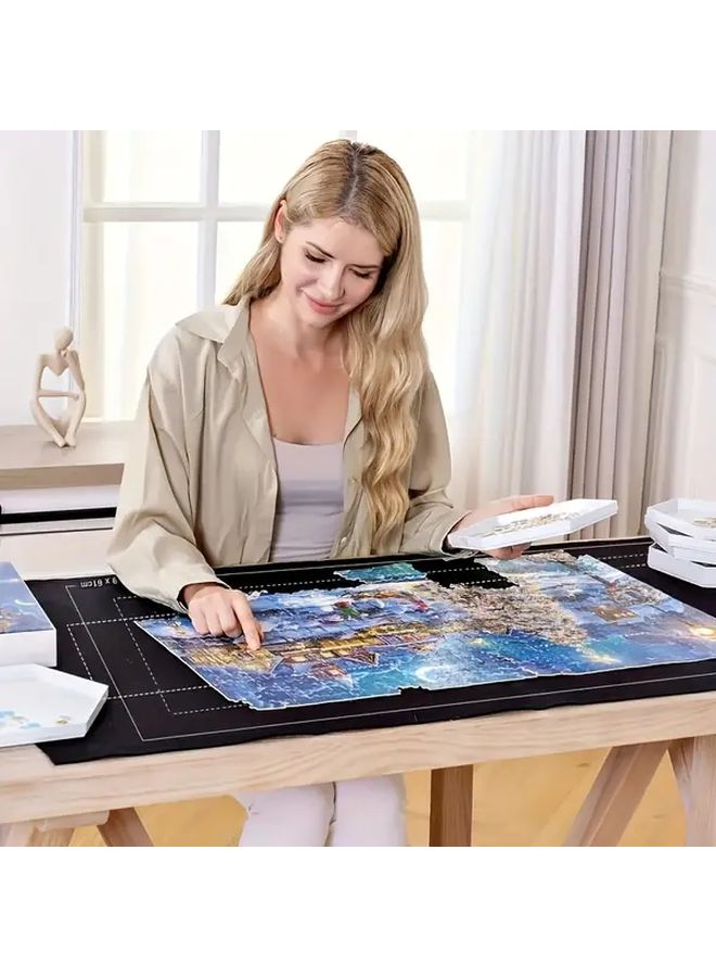 Black Felt Puzzle Mat Portable For 1500 1000 500 Pieces Adults Teens Home Office Travel - Image 2