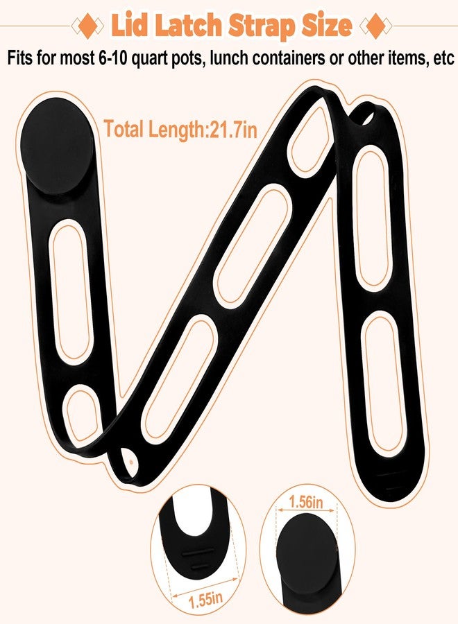 superbobi 2-Pack Silicone Latch Strap with Buckle for Slow Cooker Pot, Lid, Bento Box, Universal Elastic Self-Lock Strap Tie for Curtain, Cords, Yoga Mat, Silicone Securing Strap (Black & Black) - Image 2