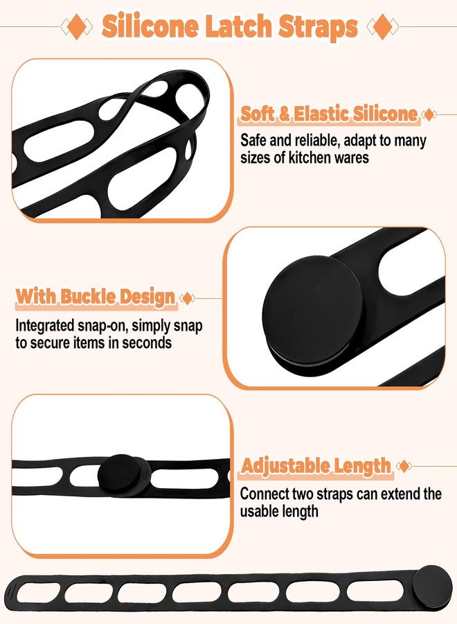 superbobi 2-Pack Silicone Latch Strap with Buckle for Slow Cooker Pot, Lid, Bento Box, Universal Elastic Self-Lock Strap Tie for Curtain, Cords, Yoga Mat, Silicone Securing Strap (Black & Black) - Image 3